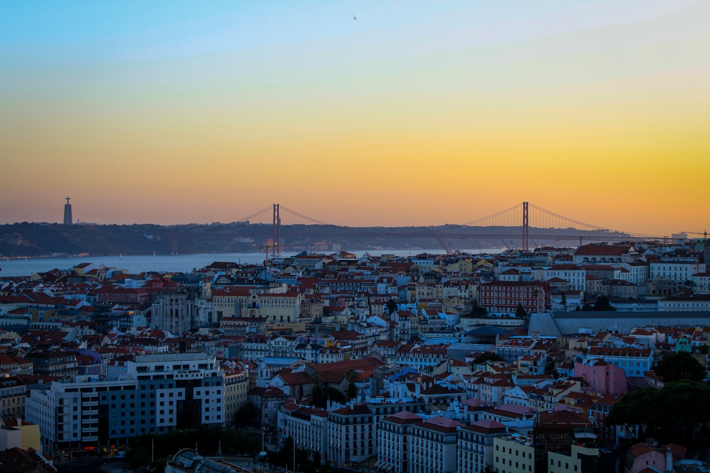 Lisbon rooftops at sunset