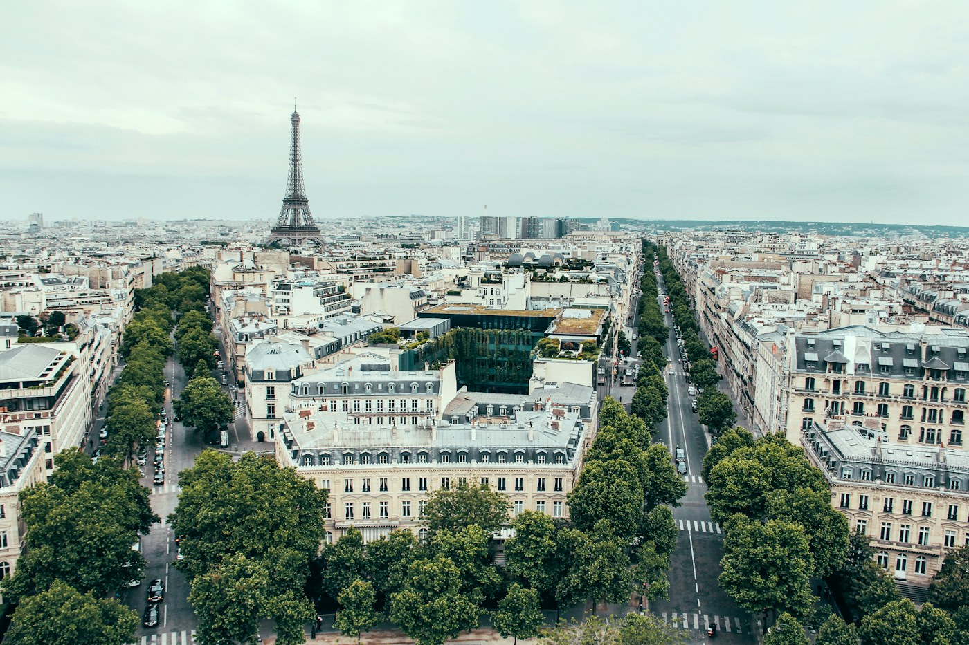 The Eiffel Tower above Paris