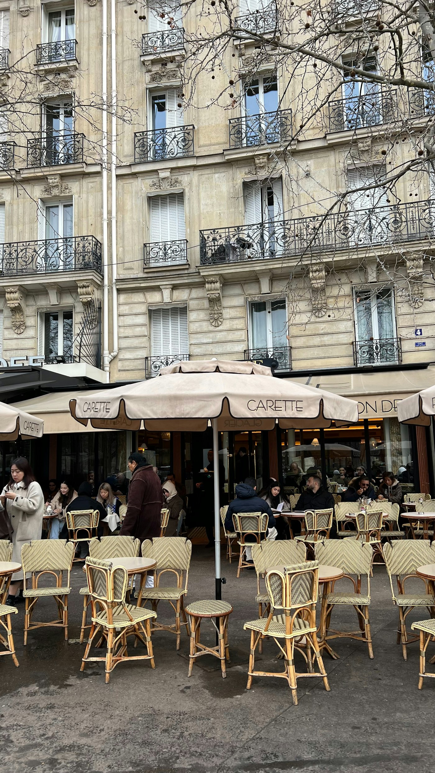 Tables outside Carette in Paris