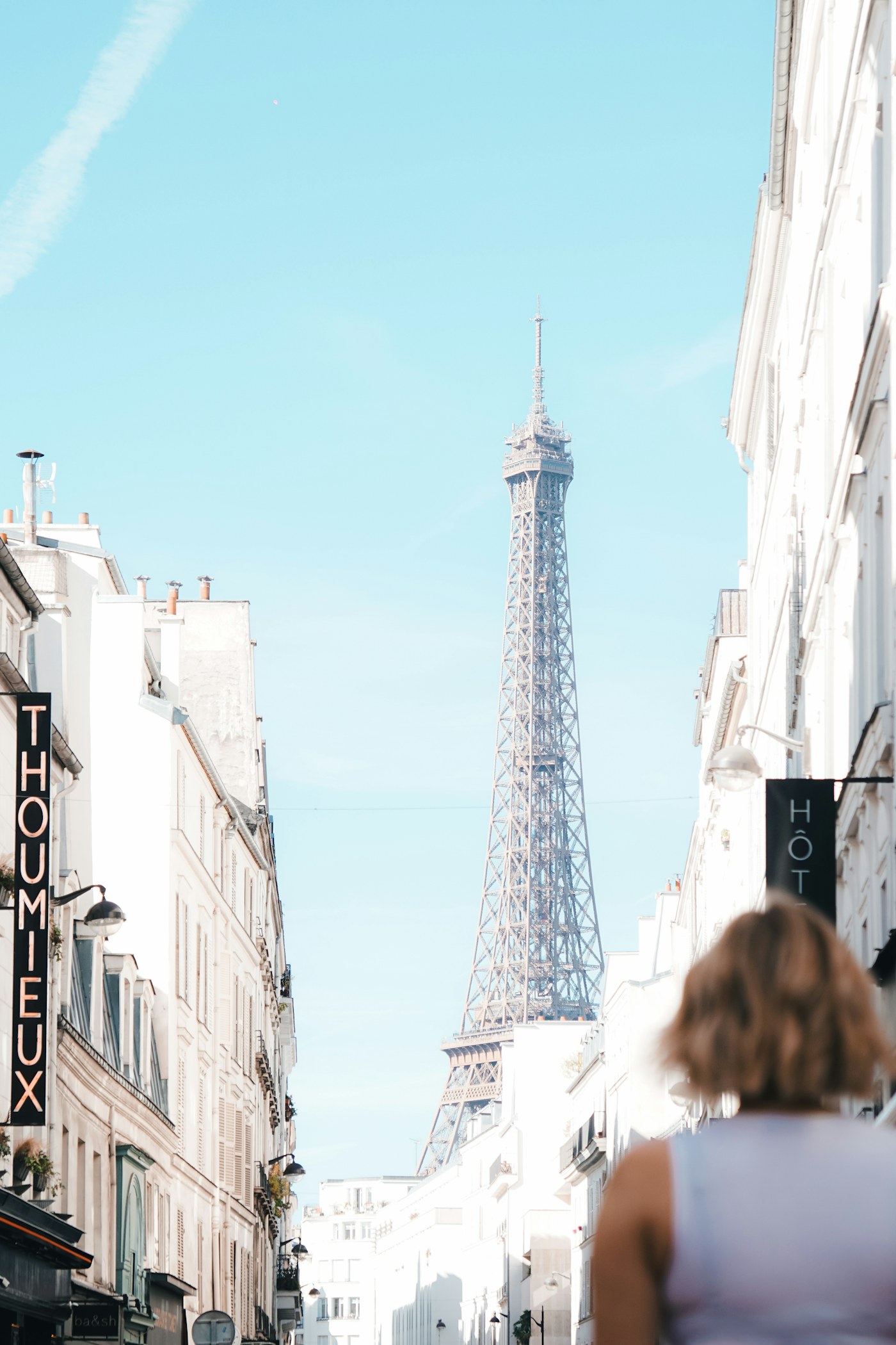 Hotel signs along a Paris street
